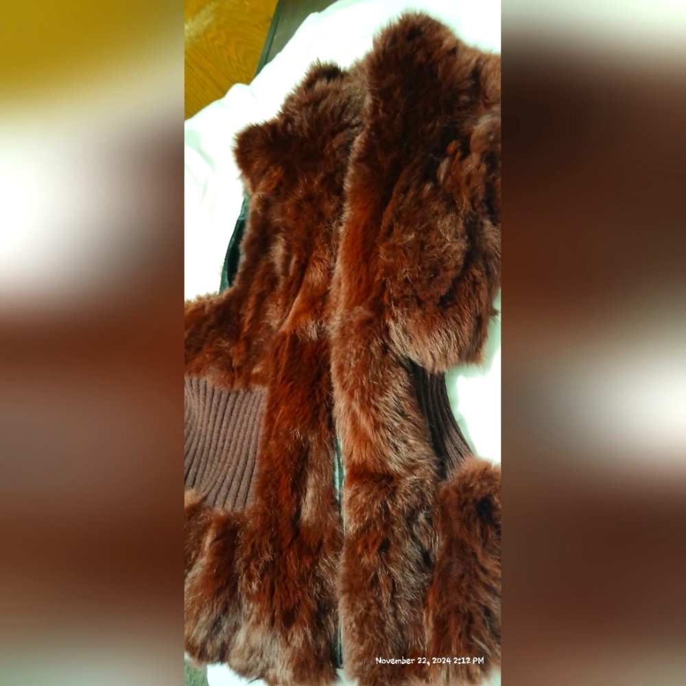 Belle Fare dyed rabbit fur vest size L